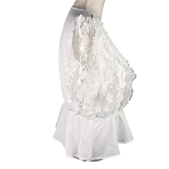 Alice Blue Lace Peplum V-Neck Blouse White XL New - Picture 11 of 13